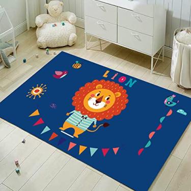 Imagem de Tapete de área de fundo de desenho animado com animais fofos em estilo desenho animado tapete de área de poliéster para sala de jantar dormitório quarto casa decorativo 82 x 153 cm