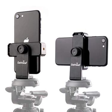 Imagem de DaVoice Adaptador de tripé para celular, suporte giratório 360, compatível com suporte de câmera para smartphone iPhone, braçadeira universal para celular