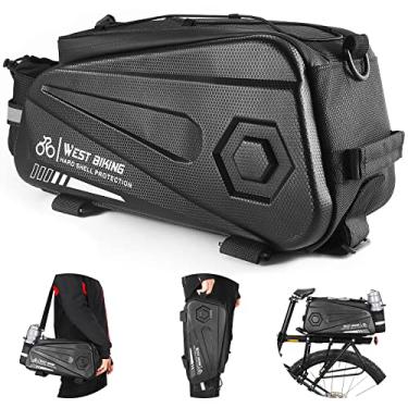 Imagem de West Biking Bolsa para banco traseiro de bicicleta – Bolsa para bagageiro de bicicleta, bolsa de transporte de bicicleta à prova d'água com capacidade de 8,6 L, zíper duplo resistente à água, bolsa de carga para assento traseiro de ciclismo com alça de ombro/mão e capa de chuva