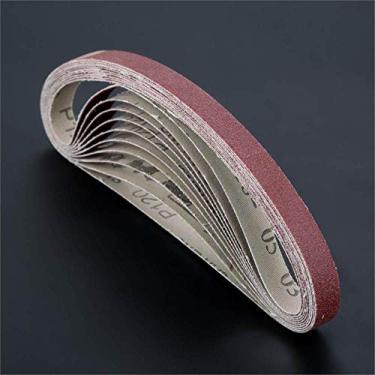Imagem de 10 Pçs/conjunto 60 a 600 Grit 15mm x 452mm Correias de lixa para rebarbadora Adaptador de correia de lixamento de polimento, 400