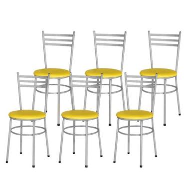 Imagem de Jogo 6 Cadeiras Para Cozinha Epoxi Cinza - Lamar Design