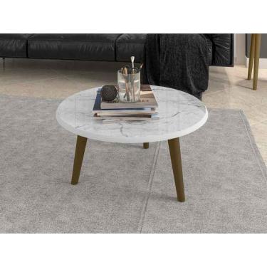 Imagem de Mesa de Centro Brilhante em Madeira Branco Carrara Móveis Bechara