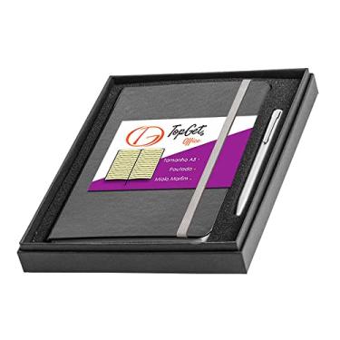 Imagem de Caderneta 14x21cm A5 80 Folhas Pautadas e Caneta TopGet (Cinza)