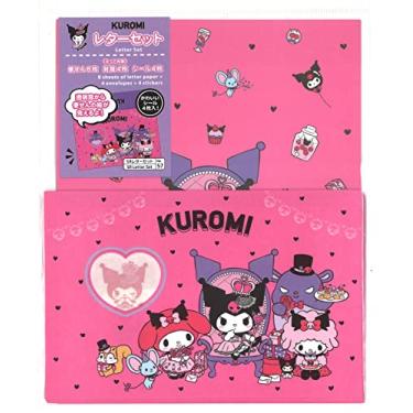 Imagem de Sanrio Kuromi conjunto de letras abertas para janelas 8 papéis de escrita + 4 envelopes + 4 adesivos feitos no Japão D21D