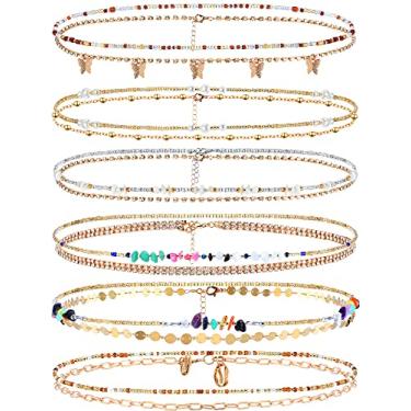 Imagem de 12 peças de contas de cintura, joia corporal, biquíni de praia, miçangas, correntes de cintura para mulheres, colar de barriga ajustável, corrente de jóias, corrente feminina para o corpo, Medium, contas e metal, /