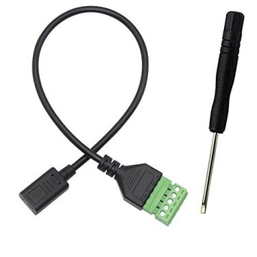 Imagem de XMSJSIY Terminal USB C, conector de bloco terminal de parafuso fêmea tipo C, sem solda, conectável, cabo de extensão de bloco 5P, transferência de dados e carregamento para dispositivos de interface