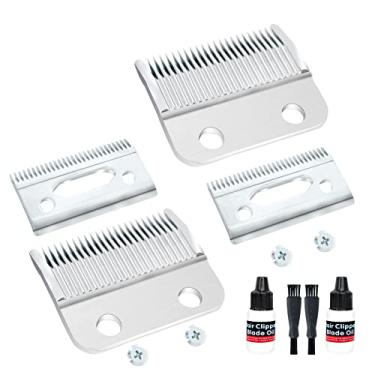 Imagem de Lâmina de tosquiadeira profissional Stagger-Tooth com 2 furos para a série 5 Star Wahl Clippers clipe mágico sem fio (inclui 2 lâminas/parafusos + 2 peças de óleo + 2 pincéis)