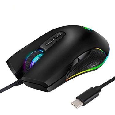 Imagem de Mouse USB C ergonômico tipo C mouse com fio RGB mouse óptico para jogos com 4 modos de luz de fundo até 3200 DPI para MacBook Pro, Matebook X, MacBook 12 polegadas, Chromebook, HP OMEN, mais dispositivos USB tipo C
