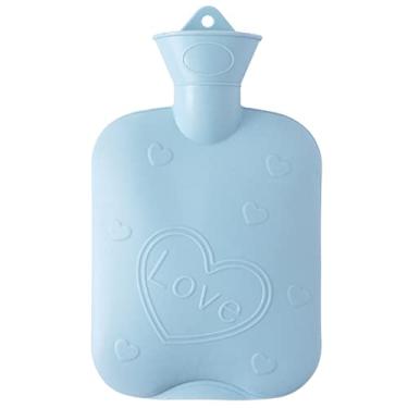 Imagem de Garrafa reutilizável de água quente de PVC clássica premium bolsa de água quente para compressas quentes, aquecedor de pés de mão, dismenorreia do ombro do pescoço alívio da dor, para mulheres, azul, 27x16cm