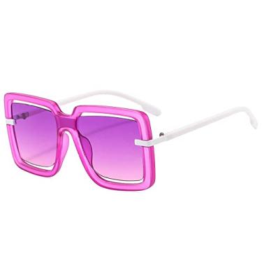 Imagem de Óculos de sol femininos quadrados fashion grande armação óculos de sol de luxo óculos de lente oca gradiente óculos grandes mulheres brancas sombras uv400, c8 roxo roxo, tamanho único