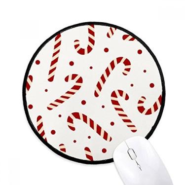 Imagem de Muleta de Natal Branco Repeat Festival Mouse Pad Desktop Escritório Tapete Redondo para Computador