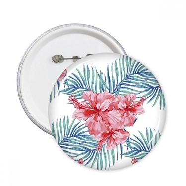 Imagem de Broche redondo com símbolo de folha de planta vermelha e emblema de botão para decoração 5 peças