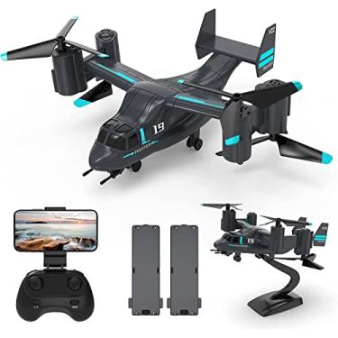 Imagem de Avião de controle remoto Drone com câmera 1080P HD para adultos e crianças, fácil de voar, 2 baterias modulares, drone RC Quadcopter, ótimos brinquedos de presente para adultos ou crianças idosas, vídeo ao vivo Wi-Fi (1080P)