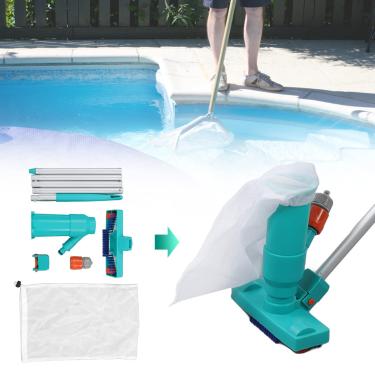 Imagem de Limpador de piscina, cabeça de sucção de piscina para lagoas de piscina acima do solo, fontes com escovas, bolsa de folhas, cabeça de aspirador de pó de folha de piscina, jato de vácuo subaquático