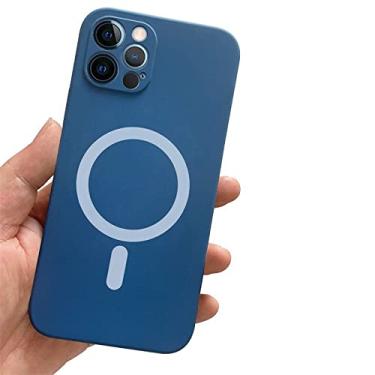 Imagem de Capa de ímã magnético de silicone líquido para iPhone 12 13 11 Pro Max Mini XS XR X 7 8 Plus SE 2020 Capa de carregamento sem fio, azul, para iPhone 11 Pro