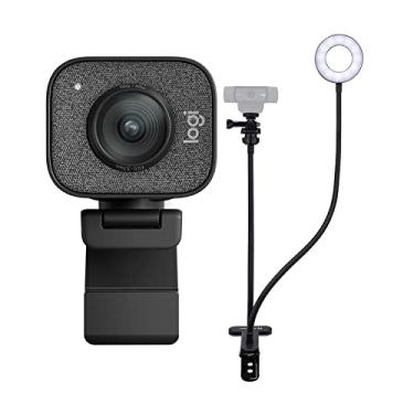 Imagem de Logitech StreamCam Plus Webcam with Tripod (Graphite) and Knox Gear Webcam Stand with Selfie Ring Light Bundle (2 Items)
