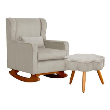 Imagem de Poltrona Decorativa Sala De Estar Quarto Amamentação Mais Puff Aurora Suede - Estopar