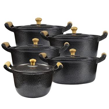 Imagem de Jogo Panelas Caçarolas e Caldeirão Aluminio Batido Craqueado