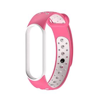 Imagem de Nandos-Store - Pulseira NSmart compatíveis com MI BAND 1/ MI BAND 2 / MI BAND 3 / MI BAND 4 / MI BAND 5 / MI BAND 6 / MI BAND 7 / MI BAND 8 (MI BAND 5, Rosa com branco NK)