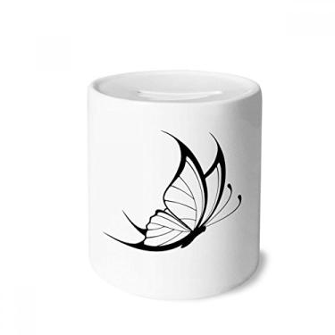 Imagem de DIYthinker Caixa de dinheiro simples vintage voando borboleta preta caixa de cerâmica porta-moedas presente de cofrinho