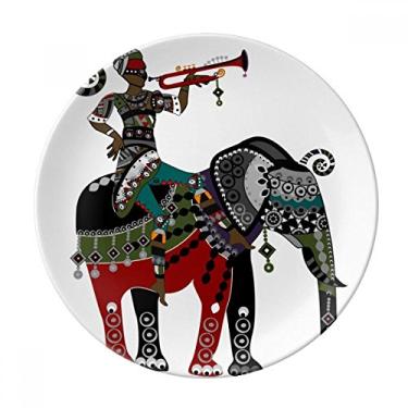 Imagem de Elefante Trekking China Minoria Prato de Sobremesa Decorativo Porcelana 20,32 cm Jantar Casa