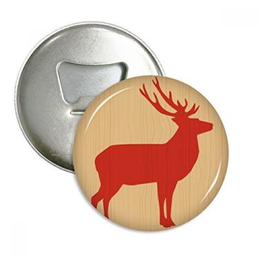 Imagem de Abridor de garrafas de grão de madeira vermelha com emblema de ímã de geladeira