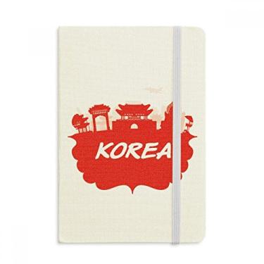 Imagem de Caderno com desenho vermelho da Coreia do Norte, capa rígida, tecido oficial, diário clássico