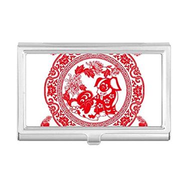 Imagem de Porta-cartões de visita para cães de ano novo chinês com corte de papel