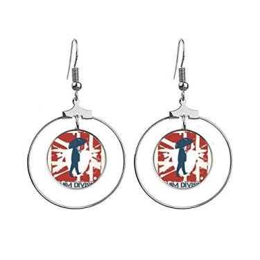 Imagem de Brinco de rua vermelho azul com estampa de guarda-chuva grafite, argola pendurada, joia circular, Brincos Femininos