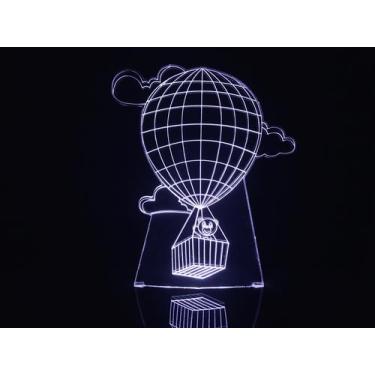 Imagem de Luminária Led 3D Balão Nas Nuvens Infantil Acrílico - Geeknario