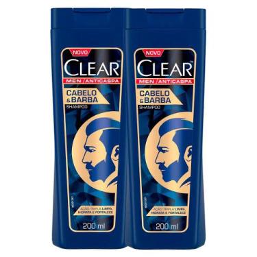 Imagem de Shampoo Clear Men Anti Caspa Cabelo E Barba 200ml  Kit Com Duas Unidad