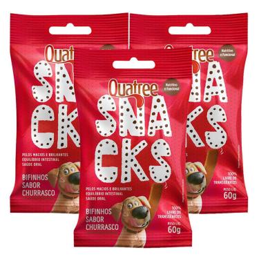 Imagem de Quatree Snacks Bifinho Sabor Churrasco 60g | Kit com três unidades