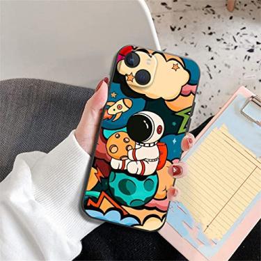 Imagem de Space Star Astronaut Cute Case para iPhone 11 13 12 Pro Max XR X XS Max 8 7 6 6S Plus silicone macio Black Phone Cover Capa, A00194, para 7plus ou 8plus