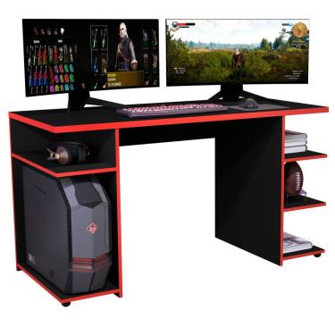 Imagem de Escrivaninha Mesa Gamer para PC e Games Vermelha e Preta 2 Monitores XP 1000 II Giga Móveis