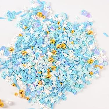 Imagem de Polimérica argila concha de flocos de neve granulados para decoração de bolo de sobremesa falsa, capa de telefone decodificada, projetos de slime DIY, scrapbooking, embalagem de fabricação de joias de resina, 50 g