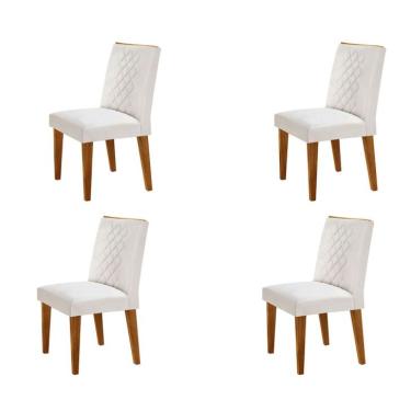 Imagem de Conjunto com 4 Cadeiras Bari Veludo Pérola e Capuccino