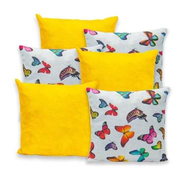 Imagem de Kit 6 Capas P/Almofadas Gorgurinho Com Zíper 40x40 (Borboleta Amarela)