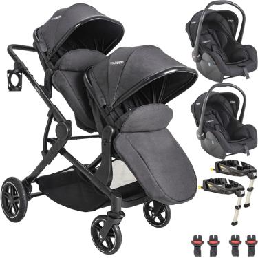 Imagem de Carrinho com 2 Bebe Conforto 2 Base ISOFIX Kiddo Pair Grafite