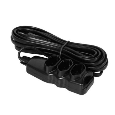 Imagem de Extensão Elétrica 3 Tomadas Pp Plano 3x0,75 5m Preta