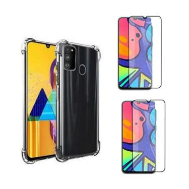Imagem de Kit Capinha Transparente Anti Impacto Compatível Samsung M21s + 2 Película Vidro 3d 9d