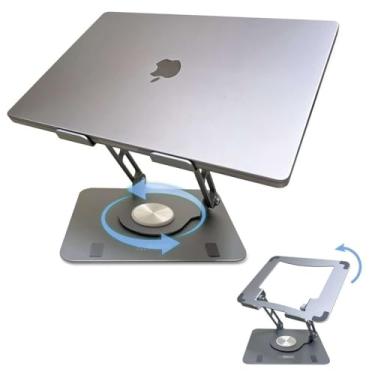 Imagem de Suporte giratório de laptop para mesa, suporte ajustável para mesa com rotação 360, elevação, inclinação, rotação, elevação ergonômica de computador para desktop, almofada de resfriamento, ergonomia
