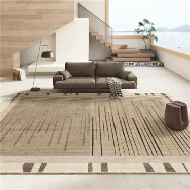 Imagem de Sala de estar tapete completo listrado preto e branco sofá mesa café quarto tapete decorativo, 01,1200mm x 1600mm