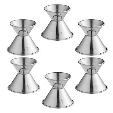 Imagem de Metal Magery Jiggers duplos de aço inoxidável 1/2 e 28 g conjunto de 6 para medição de bebidas alcoólicas de coquetel