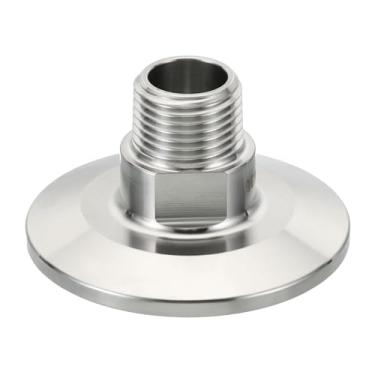 Imagem de PATIKIL Adaptador de três braçadeiras TC de 5 cm, conexões Tri-Clover para NPT Adaptador de rosca macho de 0,9 mm de aço inoxidável 304 para alimentos e bebidas lácteas, 50,5 mm
