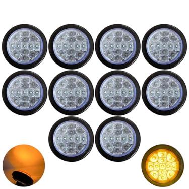 Imagem de All Star Truck Parts 10 x 2,5 Kit de luzes de marcação lateral de led âmbar redondo 13 diodos de LED lente transparente ilhós fio rabicho reboque utilitário RV UTE UTV trator montagem embutida à prova