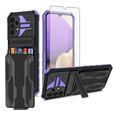 Imagem de Asuwish Capa de telefone para Samsung Galaxy A32 5G 2021 6,5 polegadas com protetor de tela de vidro temperado e suporte para cartão celular Gaxaly M32 G5 Galaxies A 32 32A S32 SM-A326U A326U Mulheres