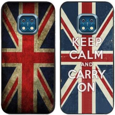 Imagem de 2 peças Keep Calm Carry On Retro Bandeira do Reino Unido impressa TPU gel silicone capa de telefone traseira para Nokia All Series (Nokia XR20)