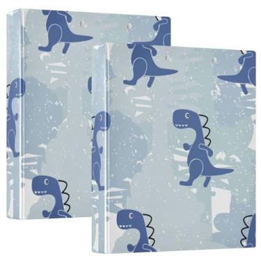 Imagem de Fichários de caderno de três anéis, fichários de caderno de 3 cm com bolsos internos, pacote com 1/2 fichário escolar, capa dura, dinossauro, azul, menino