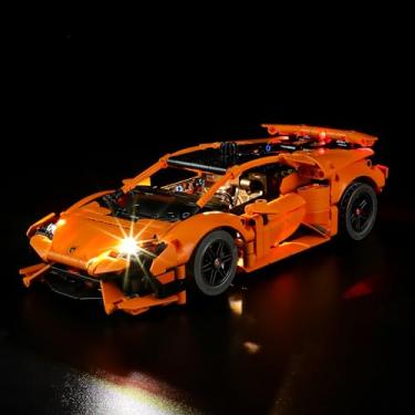 Imagem de YEABRICKS Luz LED para 42196 Technic Lamborghini Huracán Tecnica modelo de blocos de construção laranja (conjunto de montagem não incluído)