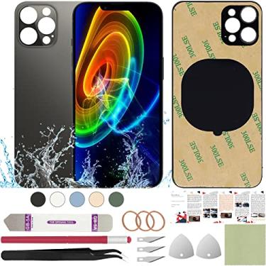 Imagem de ReuWeu Substituição da capa traseira de vidro compatível com iPhone 13 Pro Max de 6,7 polegadas + ferramentas profissionais (grafite)